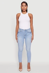 Womens WAX Whiskered Cropped Skinny Jeans, Blue,