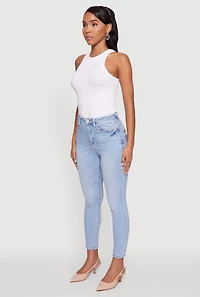 Womens WAX Whiskered Cropped Skinny Jeans, Blue,
