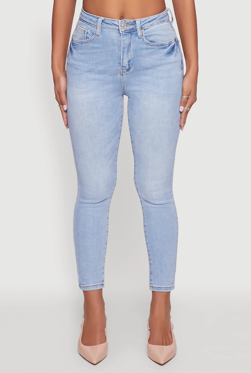 Womens WAX Whiskered Cropped Skinny Jeans, Blue,