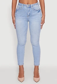 Womens WAX Whiskered Cropped Skinny Jeans, Blue,