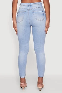 Womens WAX Whiskered Cropped Skinny Jeans, Blue,