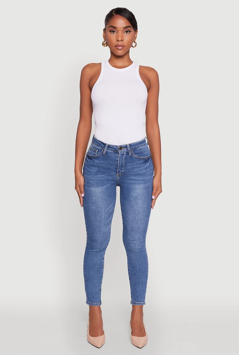 Womens WAX Whiskered Cropped Skinny Jeans, Blue, Size 13