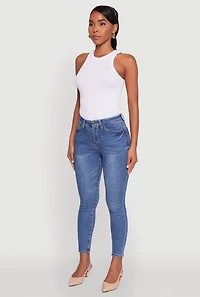 Womens WAX Whiskered Cropped Skinny Jeans, Blue,