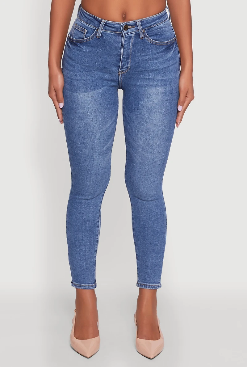Womens WAX Whiskered Cropped Skinny Jeans, Blue,