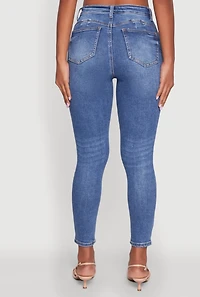 Womens WAX Whiskered Cropped Skinny Jeans, Blue,