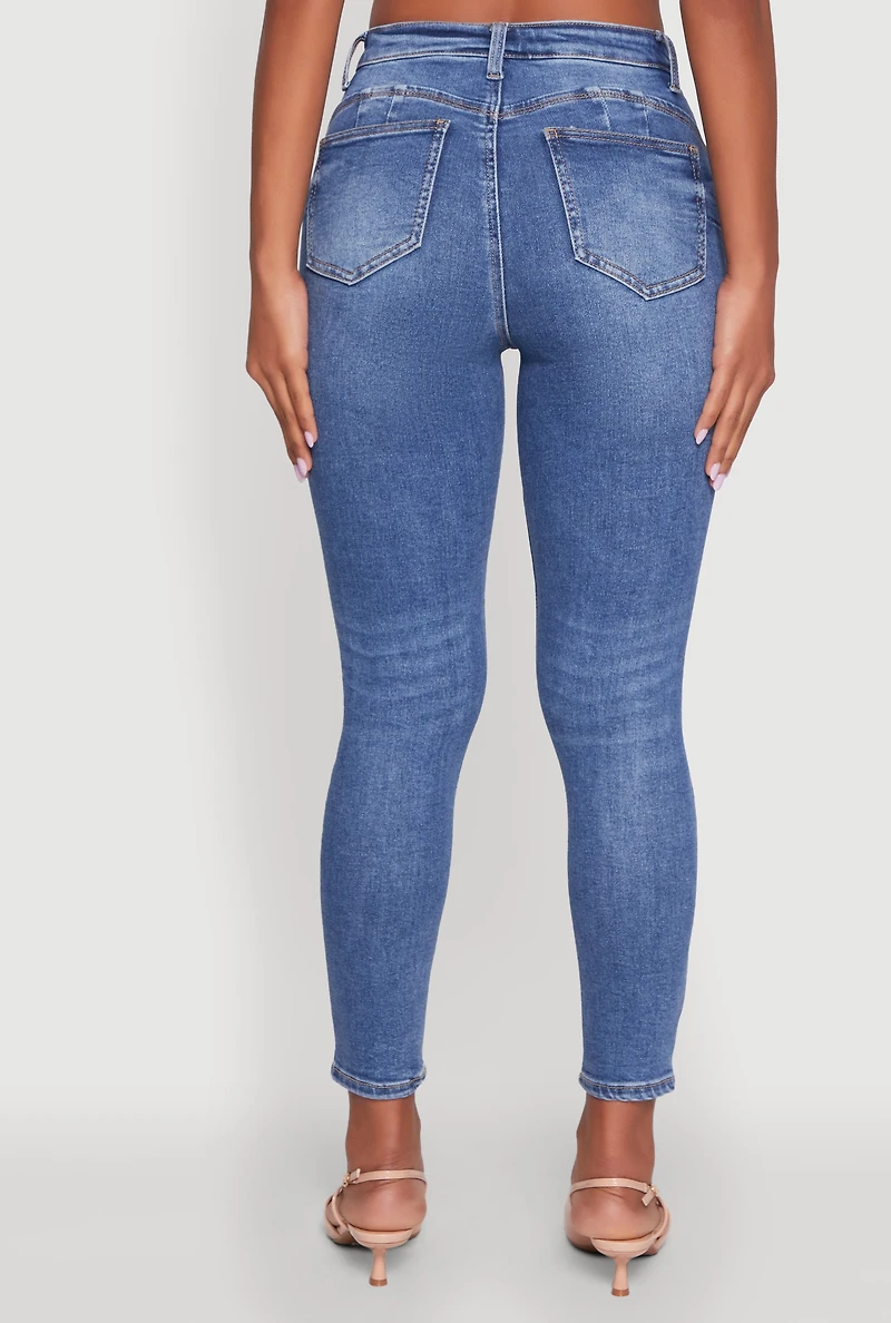 Womens WAX Whiskered Cropped Skinny Jeans, Blue, Size 13