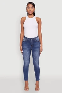 Womens WAX Whiskered Cropped Skinny Jeans, Blue,