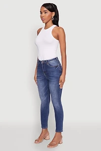 Womens WAX Whiskered Cropped Skinny Jeans, Blue,