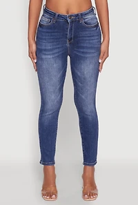 Womens WAX Whiskered Cropped Skinny Jeans, Blue,