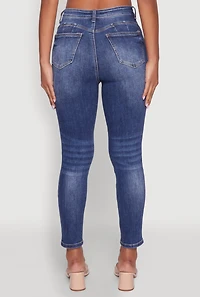 Womens WAX Whiskered Cropped Skinny Jeans, Blue,