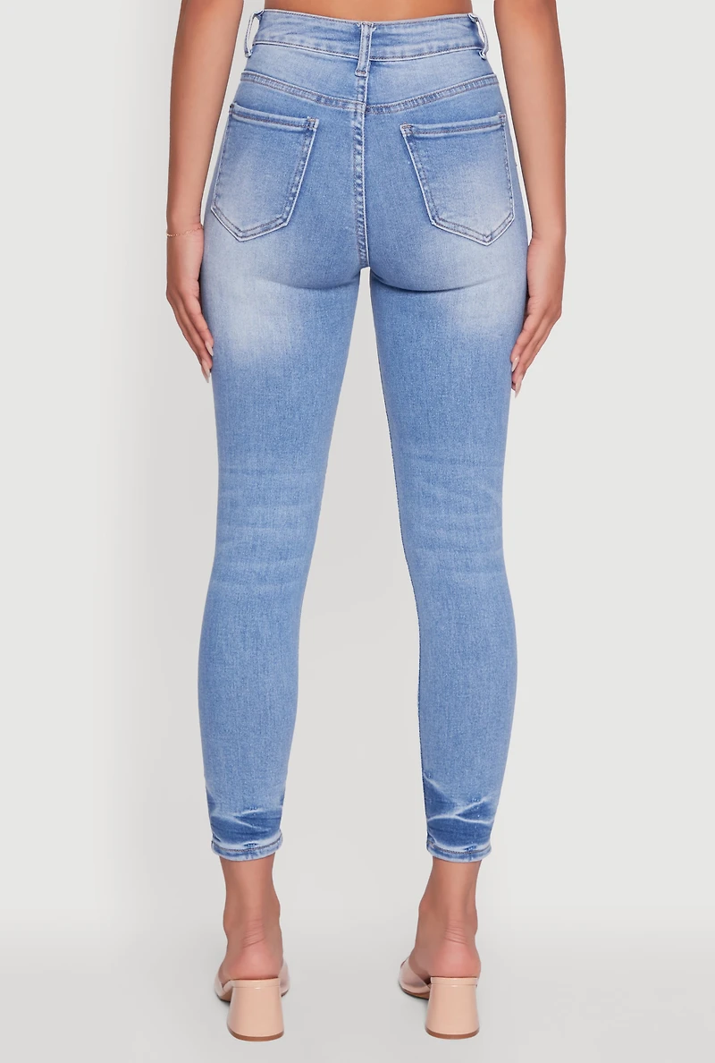 WAX Crinkle Hem Whiskered Skinny Jeans