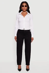 WAX Distressed Frayed Straight Leg Jeans