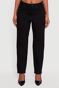 Womens WAX Distressed Frayed Straight Leg Jeans, Black,