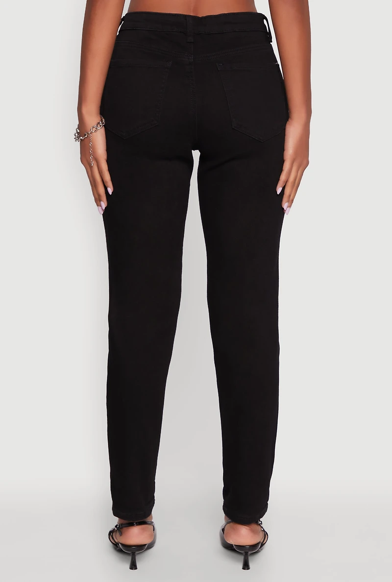Womens WAX Distressed Stretch Slim Leg Jeans, Black, Size 9