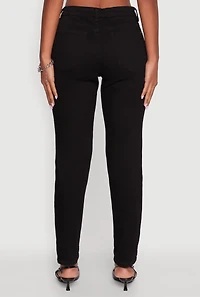 Womens WAX Distressed Stretch Slim Leg Jeans, Black, Size 7