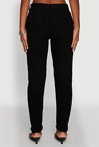 Womens Trendy Mid Rise Distressed Boyfriend Jeans, Black, Size 5