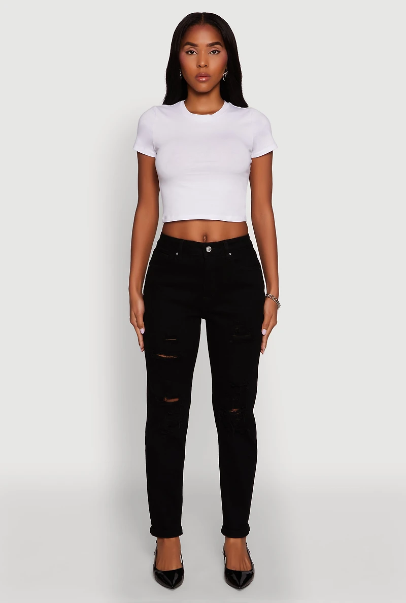 Womens Blair Distressed Mid Rise Boyfriend Jeans,