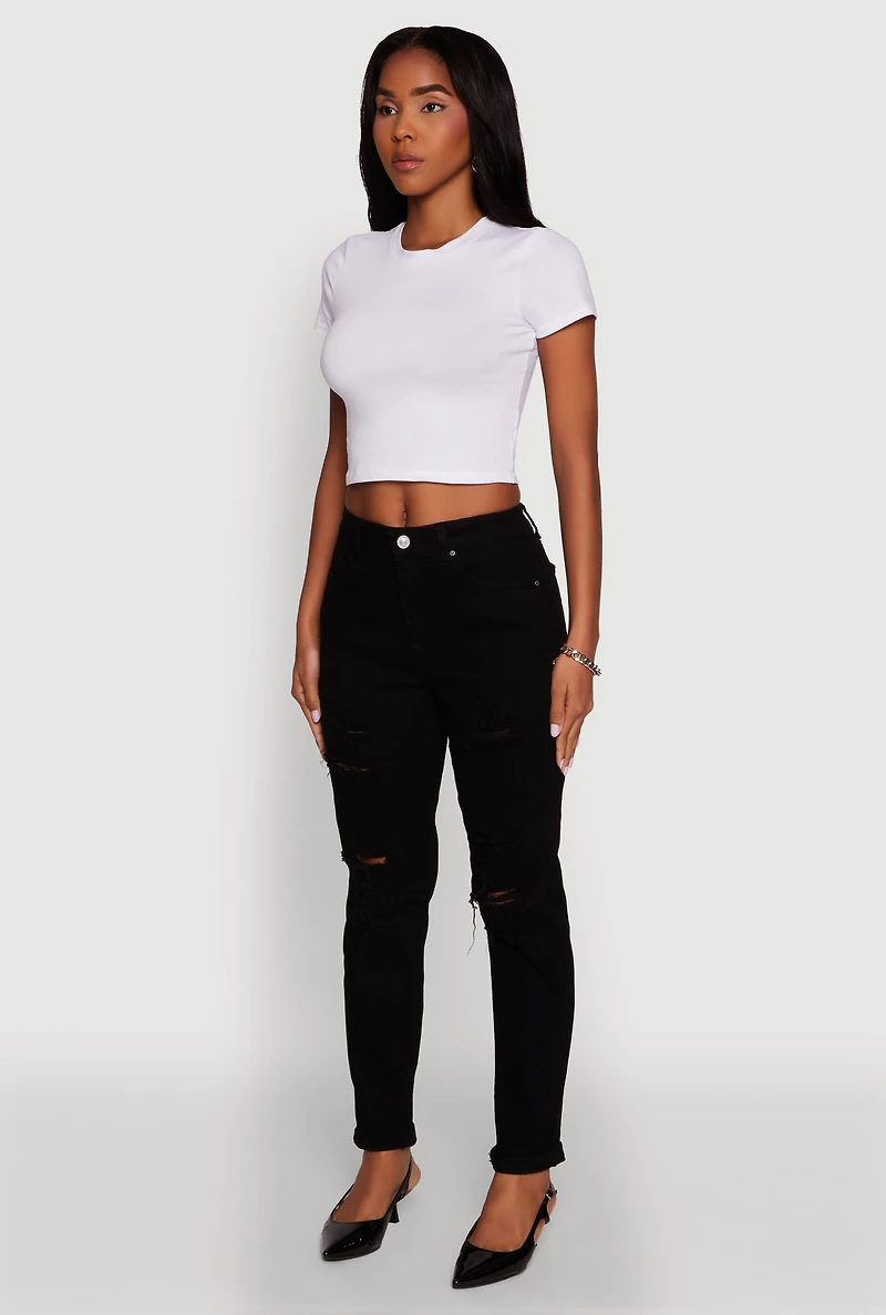 WAX Mid Rise Boyfriend Cut Distressed Jeans