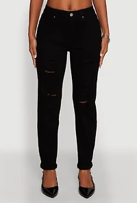 WAX Mid Rise Boyfriend Cut Distressed Jeans