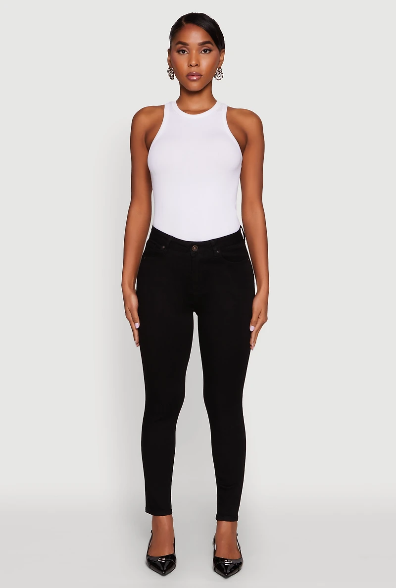 Womens WAX Solid High Waisted Skinny Jeans,
