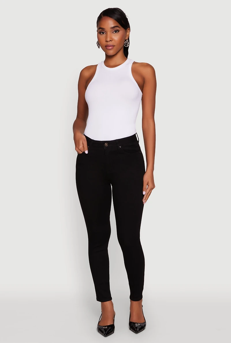 Womens WAX Solid High Waisted Skinny Jeans,