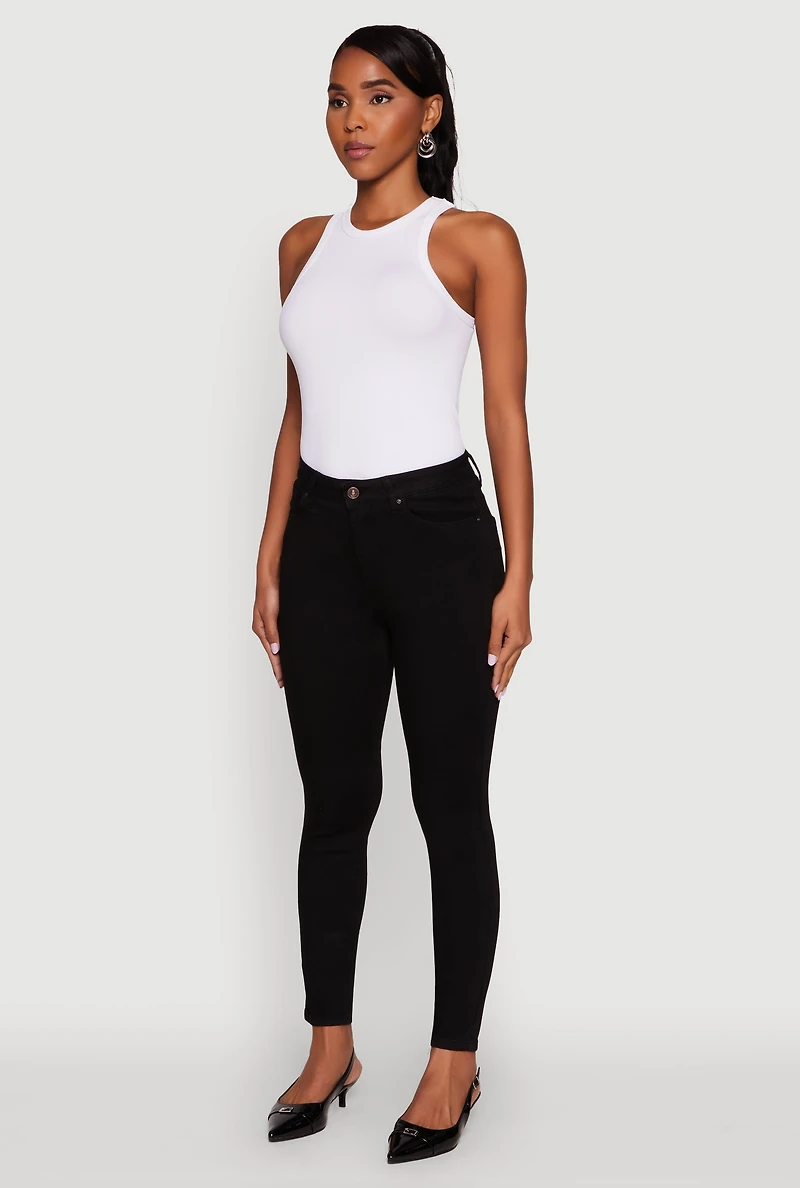 Womens WAX Solid High Waisted Skinny Jeans,