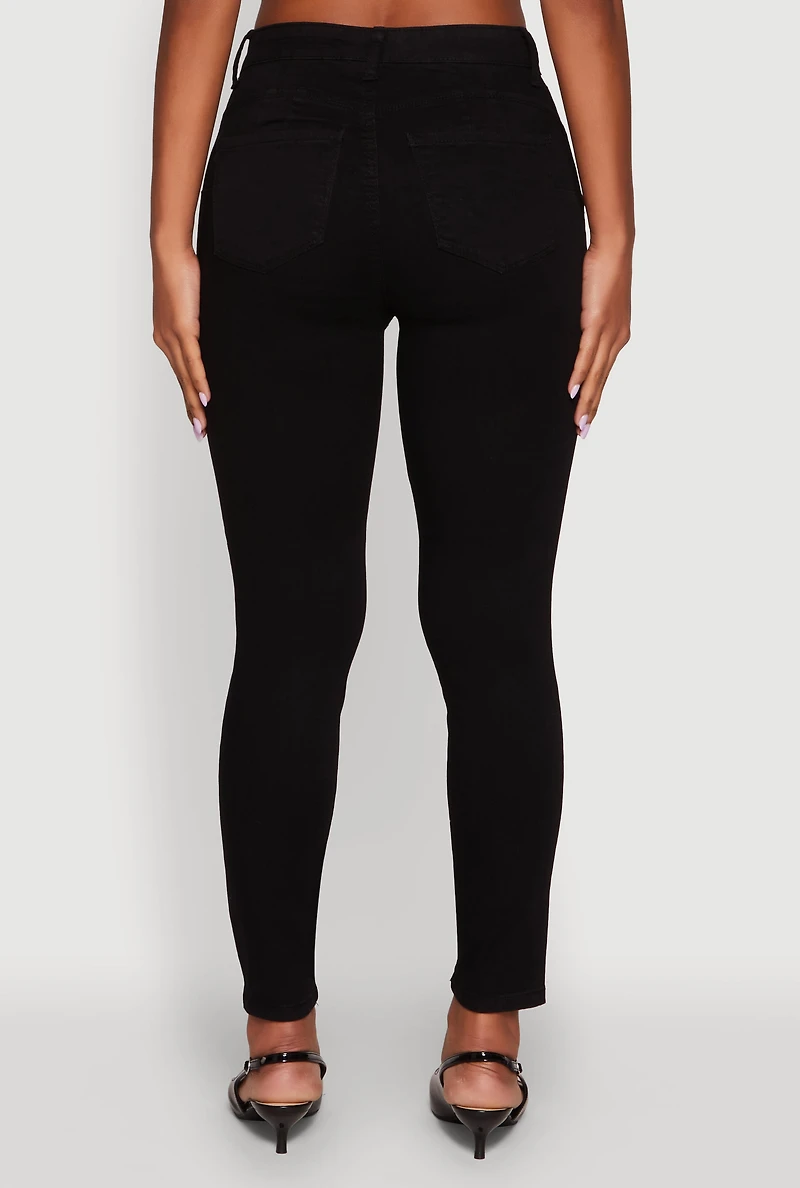 Womens WAX Solid High Waisted Skinny Jeans,