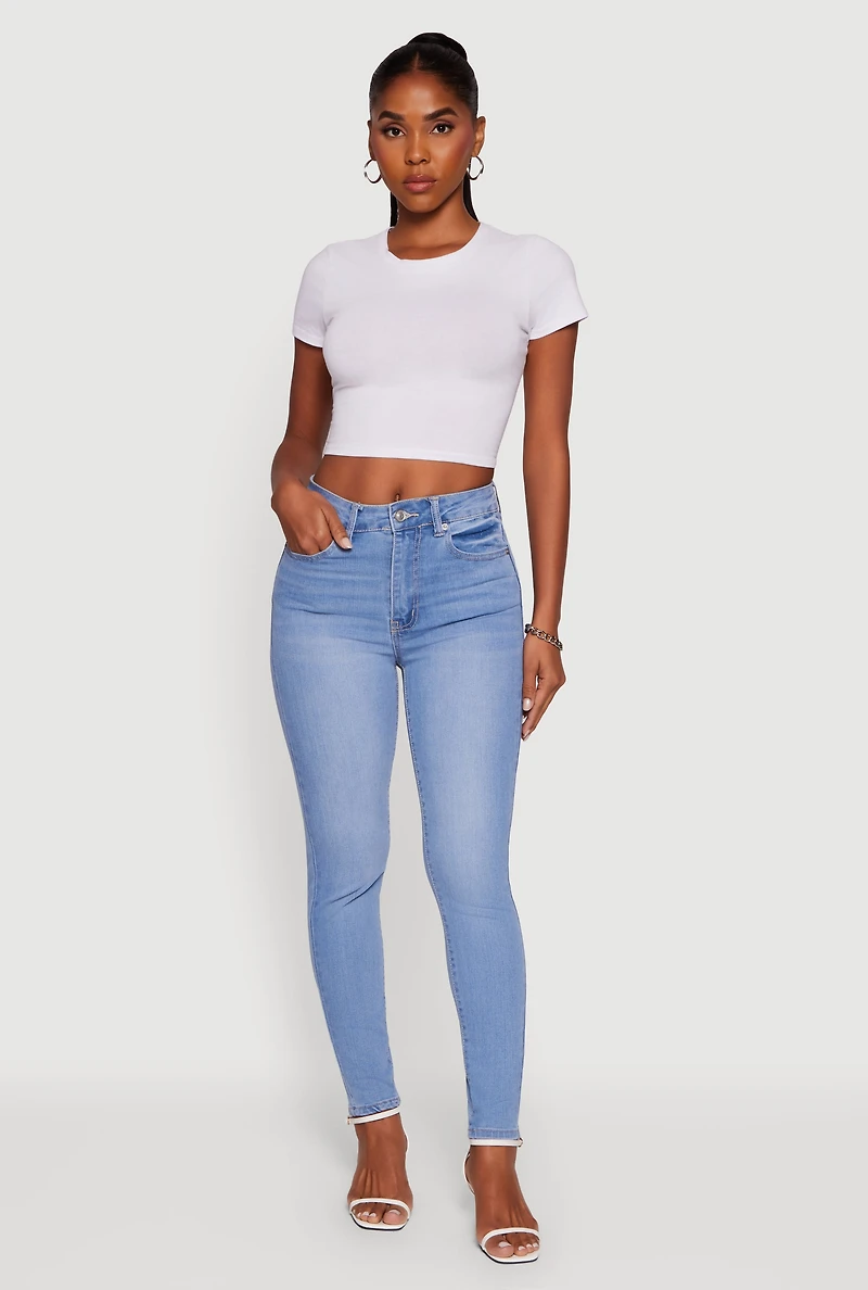 Womens WAX Whiskered High Waist Skinny Jeans, Blue, Size 7