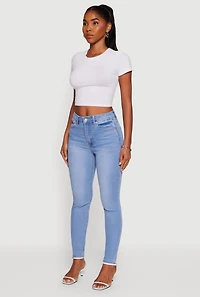 Womens WAX Whiskered High Waist Skinny Jeans, Blue, Size 7