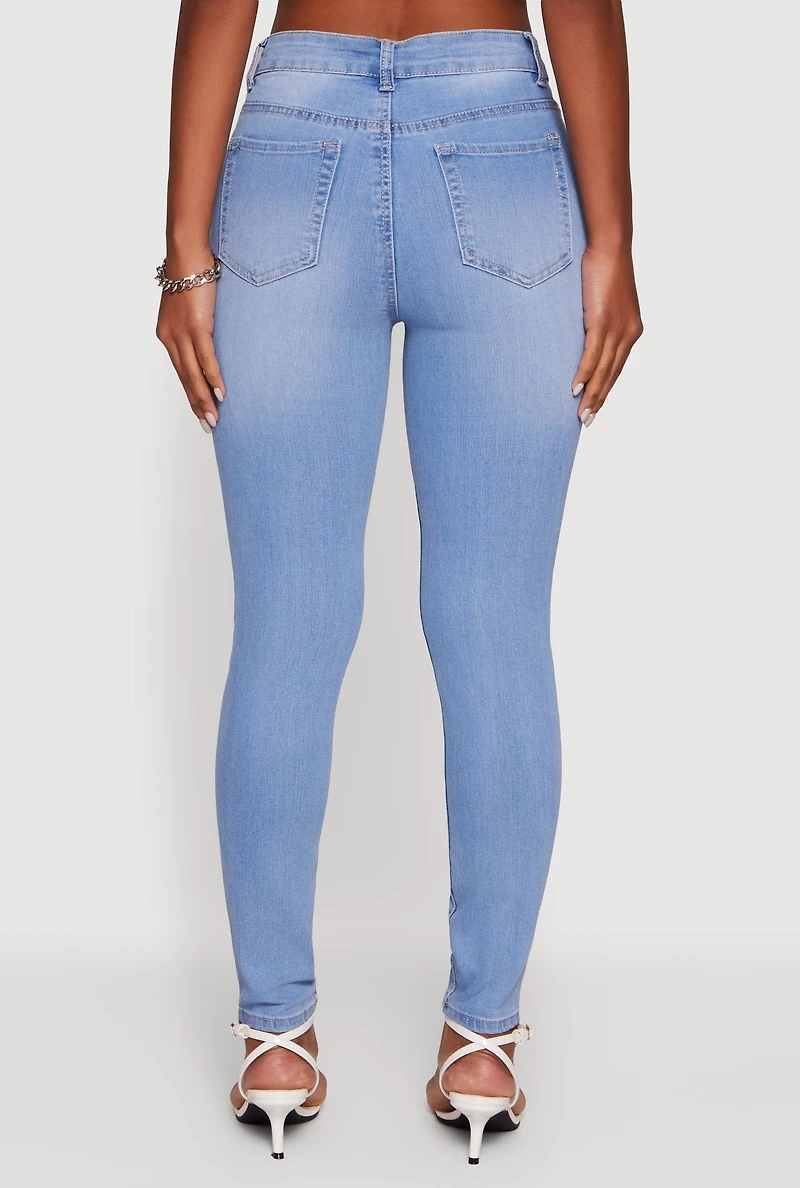 Womens WAX Whiskered High Waist Skinny Jeans, Blue, Size 7