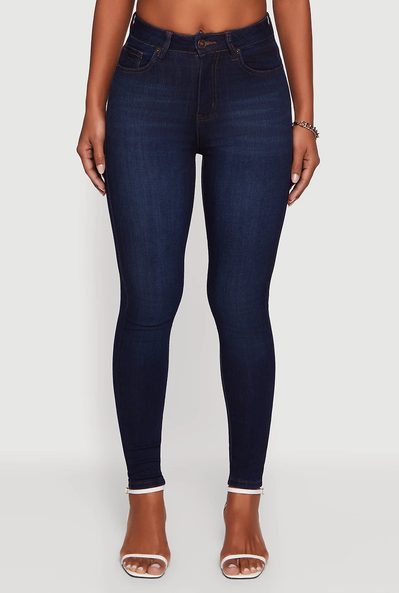 Womens WAX High Waist Whiskered Skinny Jeans, Blue, Size 0