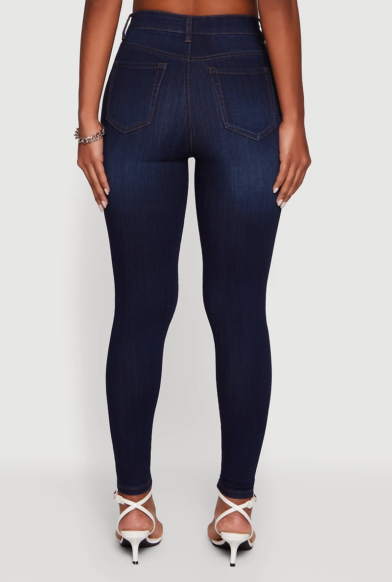 Womens WAX High Waist Whiskered Skinny Jeans, Blue, Size 0