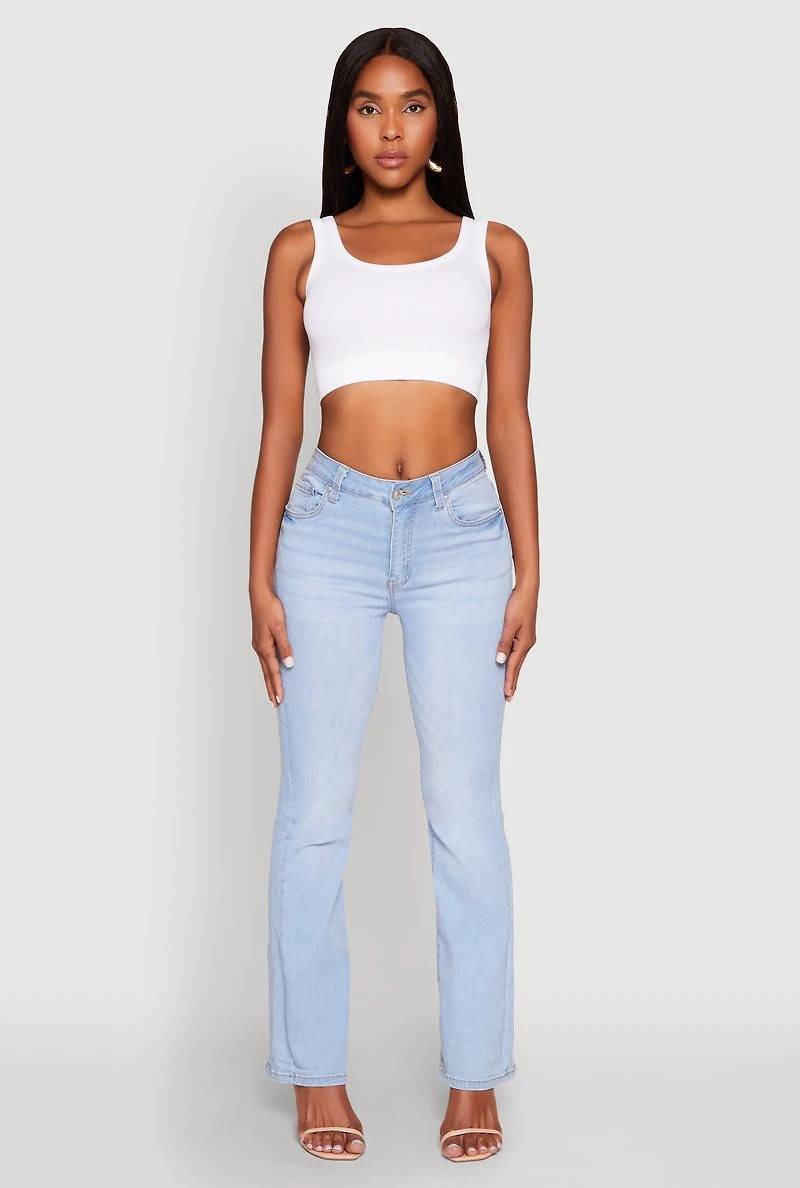 Womens WAX Boot Cut Jeans, Blue,