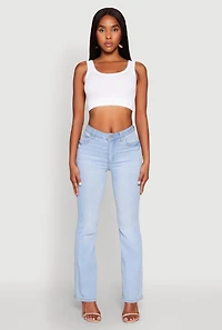 Womens WAX Boot Cut Jeans, Blue,