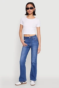 Womens WAX Boot Cut Jeans, Blue,