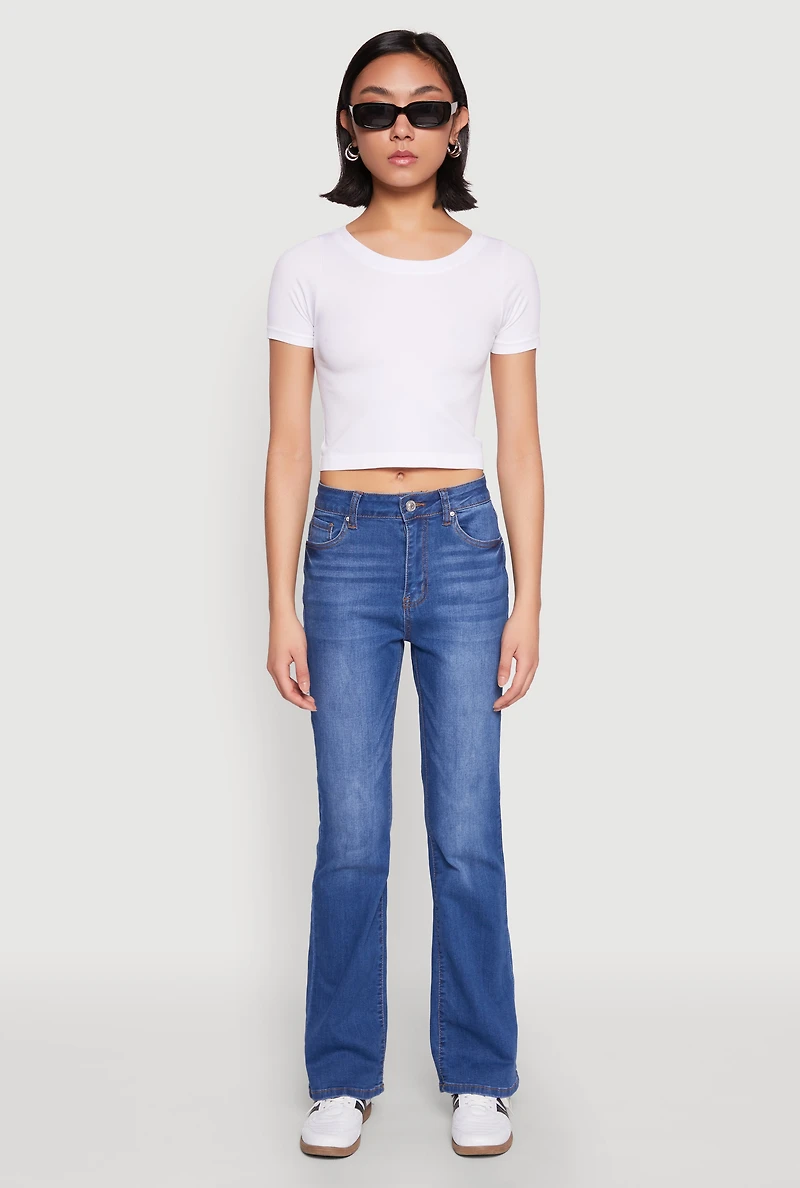 Womens WAX Boot Cut Jeans, Blue,