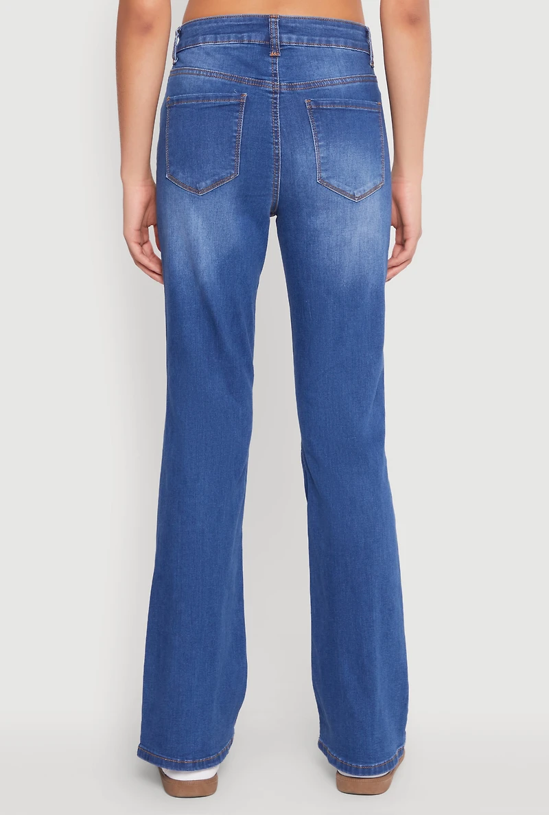 Womens WAX Boot Cut Jeans, Blue,