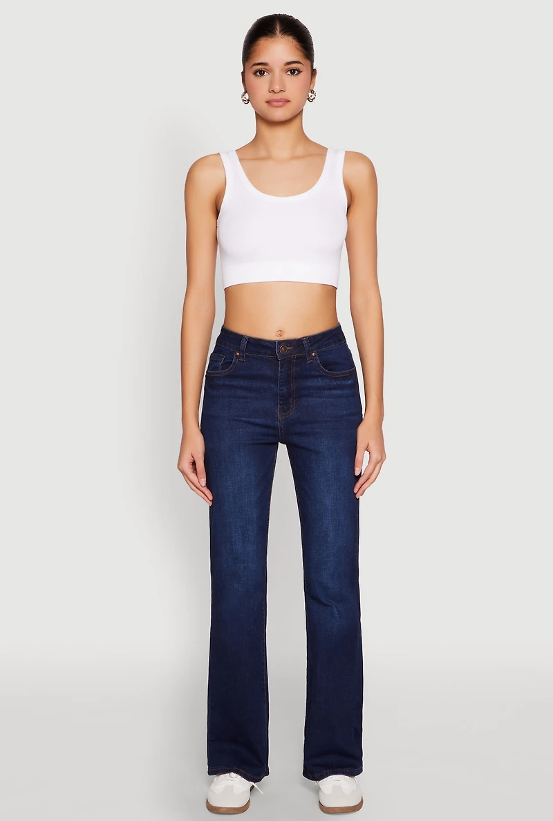 Womens WAX Boot Cut Jeans, Blue,