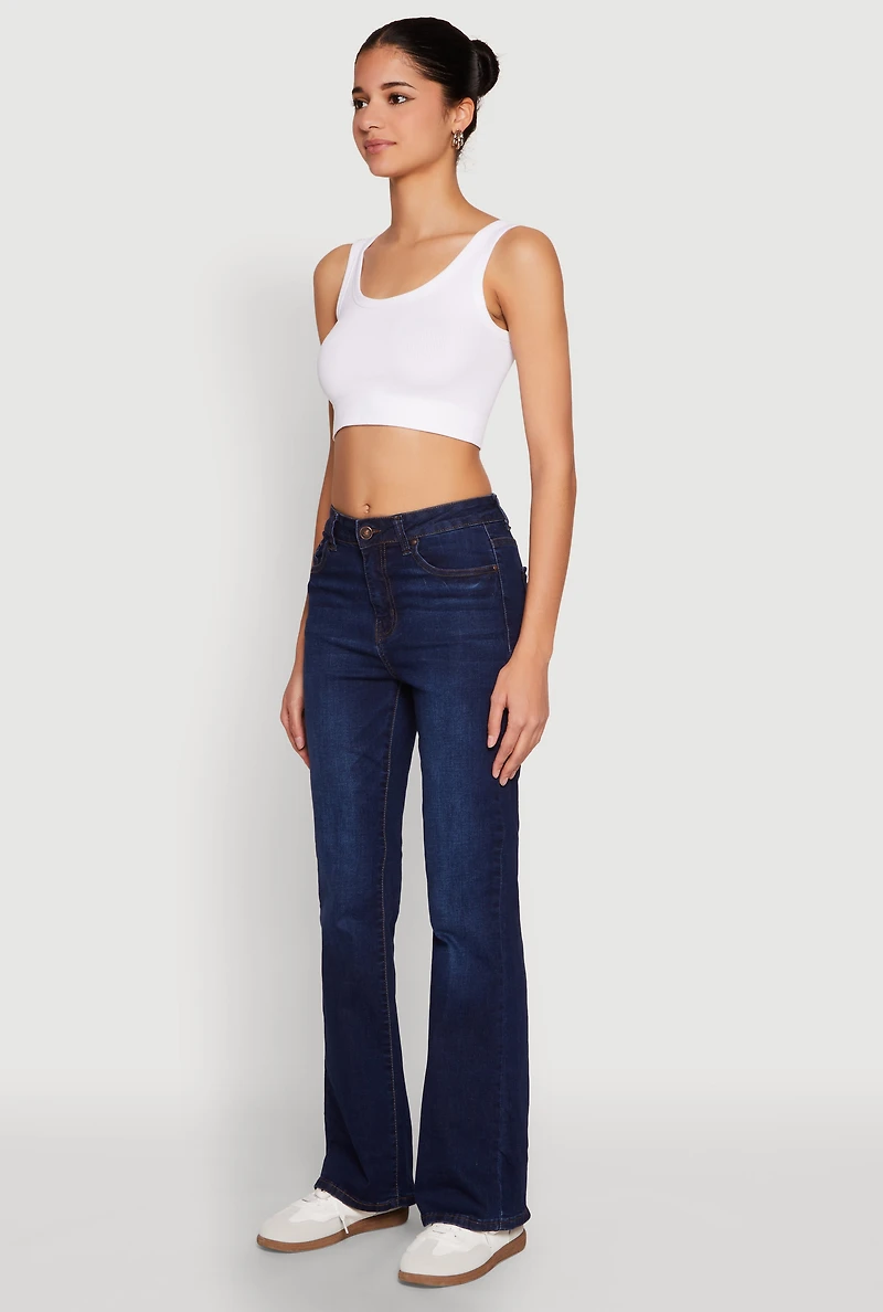 Womens WAX Boot Cut Jeans, Blue,