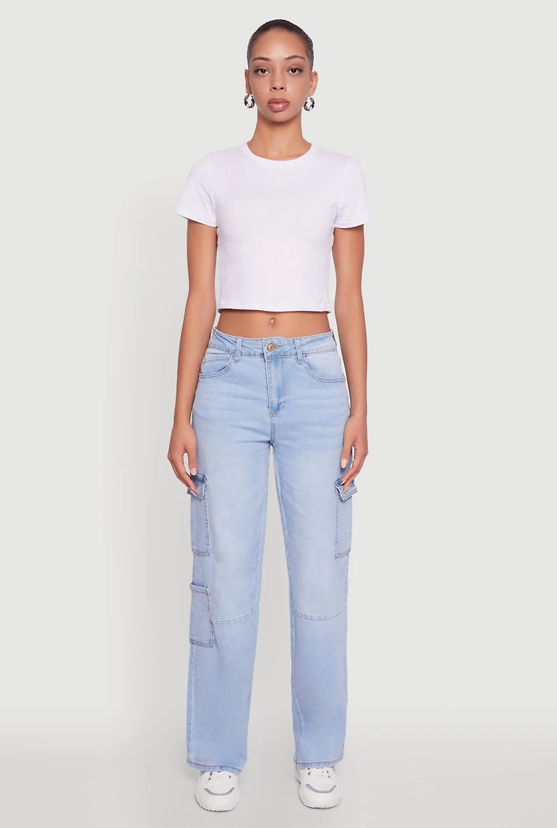 WAX Straight Leg Flap Pocket Cargo Jeans