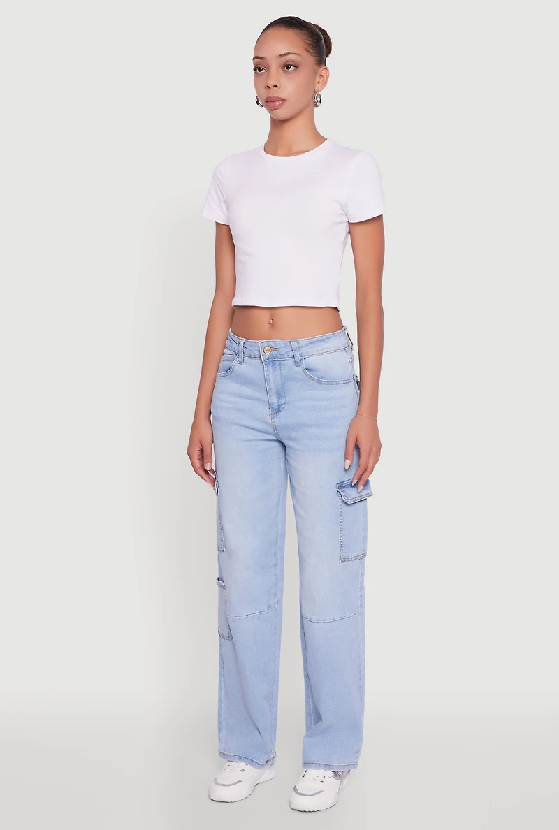 WAX Straight Leg Flap Pocket Cargo Jeans