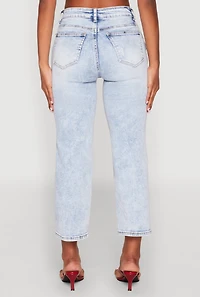 Womens WAX Distressed Straight Leg Capri Jeans, Blue, Size 1