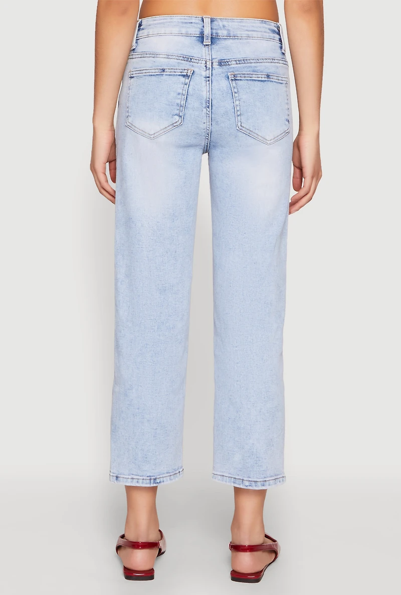 Womens WAX Straight Leg Capri Jeans, Blue, Size 1