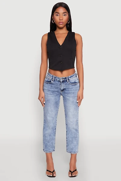 Womens WAX Straight Leg Capri Jeans, Blue, Size 7