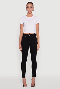 Womens WAX High Rise Solid Cropped Skinny Jeans, Black, Size S
