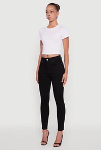 Womens WAX High Rise Solid Cropped Skinny Jeans, Black, Size M