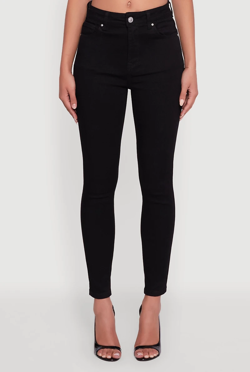 Womens WAX High Rise Solid Cropped Skinny Jeans, Black, Size S