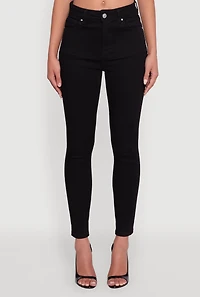 Womens WAX High Rise Solid Cropped Skinny Jeans, Black, Size M