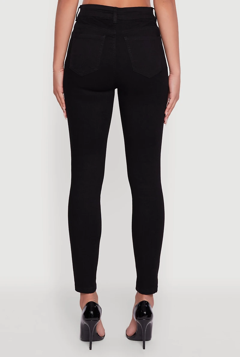 Womens WAX High Rise Solid Cropped Skinny Jeans, Black, Size M