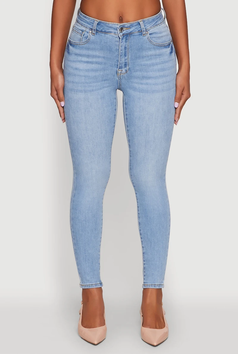 Womens WAX High Rise Solid Cropped Skinny Jeans, Blue,